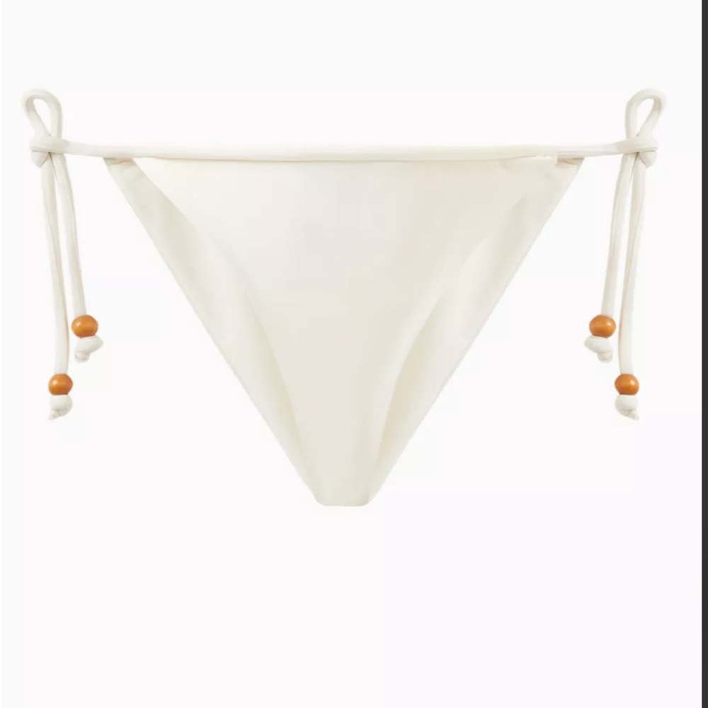 New Andrea Iyamah Cream Tie-Side Bikini Bottom Sz M